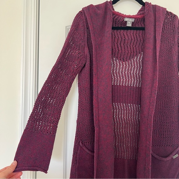 Eddie Bauer Burgundy Open-Knit Cardigan - Picture 4 of 6